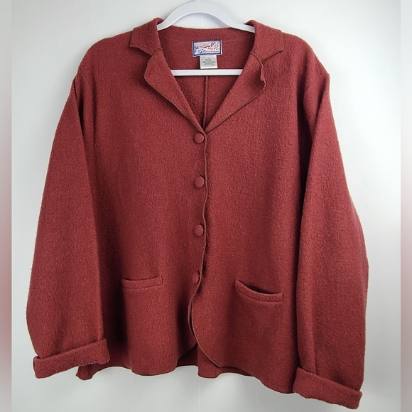 April Cornell Sweaters - April Cornell vintage wool button-down maroon sweater with pockets, size L